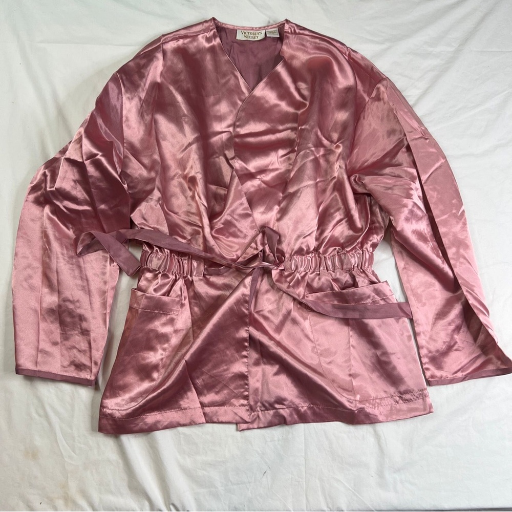 Vintage VICTORIA'S SECRET Pink ROBE Size Medium Satin Belted Robe A031122